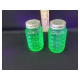Green Depression Uranium Glass Salt & Pepper