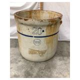 Blue Band Stoneware 20 Gal. Crock, Chips & Cracks