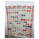 Vintage Hand Stitched Bow Tie Quilt, 66?x72?,