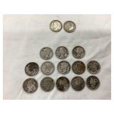 (13) Silver Mercury & (2) Silver Roosevelt Dimes,