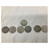 (7) Walking Liberty Silver Half Dollars,