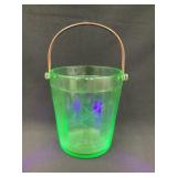 Green Depression Uranium Glass Bucket w/ Metal