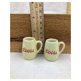 (2) Coors Beer 1 1/2"T Ceramic Mugs