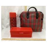 Vintage Aladdin Red Plaid Picnic Set