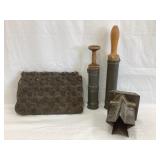 (2) Primitive Wood & Metal Cake/Pastry Decorator,