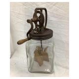 4 Qt. Square Glass Butter Churn, 6"x6" Hazel