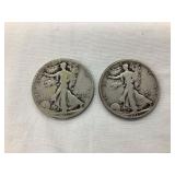 (2) 1919 Walking Liberty Silver Half Dollars