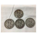 (4) Walking Liberty Silver Half