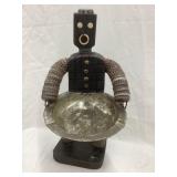 Folk Art Bottle Cap Man/Ashtray, 12 1/2"T