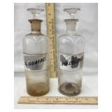 (2) Apothecary Jars, 9 1/2" T, (1) Stopper Stuck