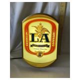 1984 LA Beer Plastic Lighted Sign, Working, 12"T,