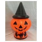 Witch Hat Pumpkin Lamp Blow Mold, Working, 13"T