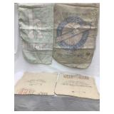 (3) Vintage Cloth Seed/Cement Sacks, (2) Iowa,
