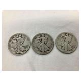 (3) 1917 Silver Walking Liberty Half Dollars