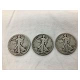 (3) 1918 Silver Walking Liberty Half Dollars