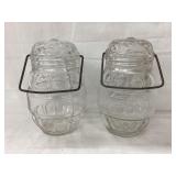 (2) Early Screw Top Glass Candy Jars, Rim Chips,