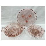 (3) Pink Depression Dishes