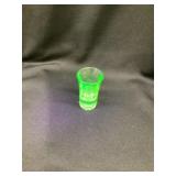 Green Depression Uranium Shot Glass, 2 3/4'T