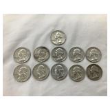 (11) Silver Washington Quarters