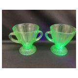 Hazel Atlas Ribbon Green Depression Uranium Glass