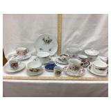 Lot Of Cups & Saucers & Hand Painted Dishes,