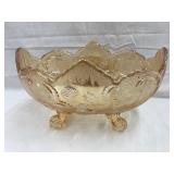 Carnival Glass Footed Center Bowl, 10'L, 5 1/2'T