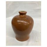 4"T Brown Glazed Stoneware Ink??? Bottle, Stamped