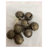 (9) Brass No. 2 Sleigh Bells, 1 1/4"Diameter