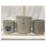 (1) 3 Gal. Ruckels Crocks, (2) 1 Gal Crock, All