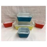 (5) Vintage Pyrex Refrigerator Jars w/ Lids, Some