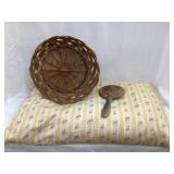 Feather Pillow, Basket & Pyography Wood Hand