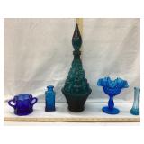 Lot Of Mostly Blue Glass, Incl. Fenton & ' Fruit'