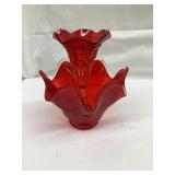 Amberina Glass 'Single Horn' Glass Epergne, 6'T,