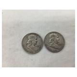 (2) Silver Franklin Half Dollars