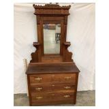 Antique Spoon Carved 3 Drawer Dresser w/ Ornate