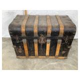 Vintage Tin Over Wood Trunk, Wood Strapping,