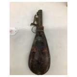 Vintage Leather Powder Flask, 8 1/2'T