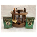 (2) Tuxedo Tobacco Tins & Wood Spinning