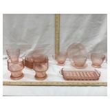 Flat Of Pink Depression Glass Incl. Cream &