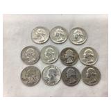 (11) Silver Washington Quarters, Varying
