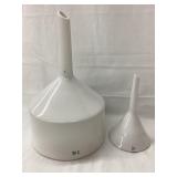 (2) Ironstone Funnel Strainers, 8 3/4'T & 5'T
