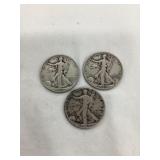 (3) Silver Walking Liberty Half Dollars