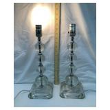 Matching Retro Glass Dresser Lamps, 15ï¿½T w/out