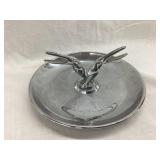 Vintage Chrome Ashtray w/ Birds, 2"T, 5