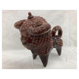 Foreign Bull Ceramic Decanter, 8"T, 9 1/2"L,