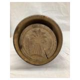 Primitive Wood Wheat Butter Mold, 4"T, Cracked
