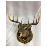 Vintage Plaster Deer Plaque, Horns Plastic, Chip