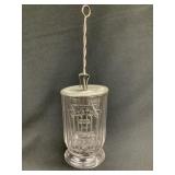 Keystone Embossed Egg & Cream Glass Jar w/ Metal