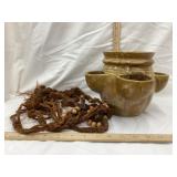 Vintage McCoy Flower Pot W/ Macrame Hanger, 6 1/2