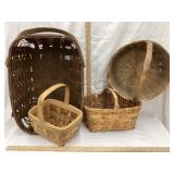 (4) Decorative Wooden Baskets